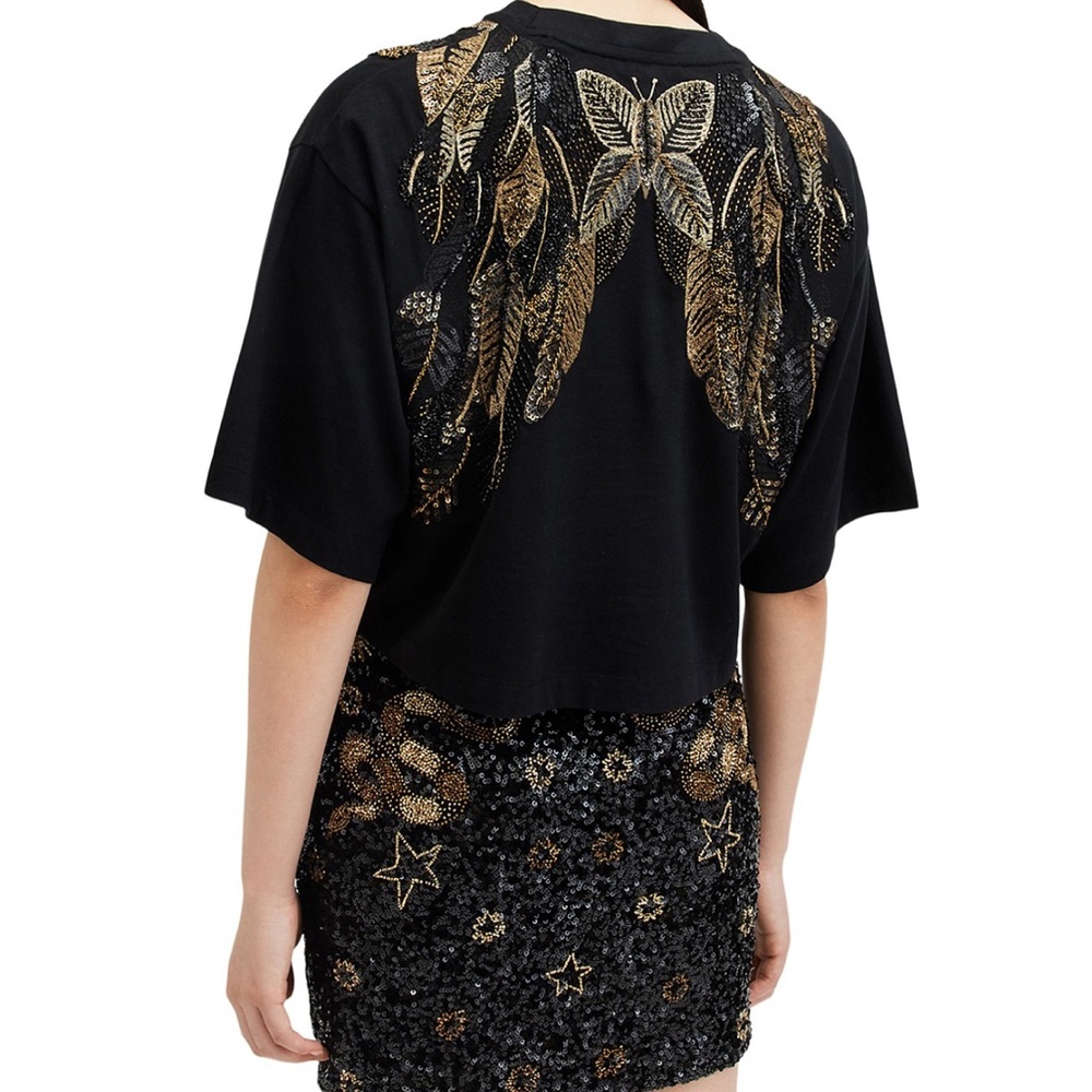 Black and Gold Embellished Women's Top